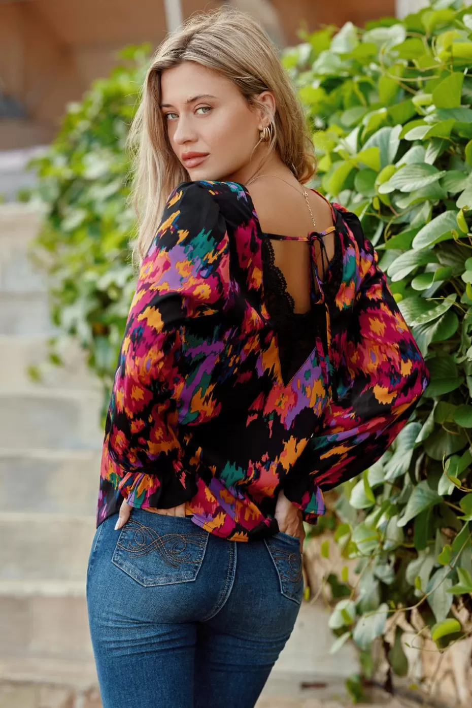 Online Cupshe Abstract Watercolor Blouse Special color-Special color