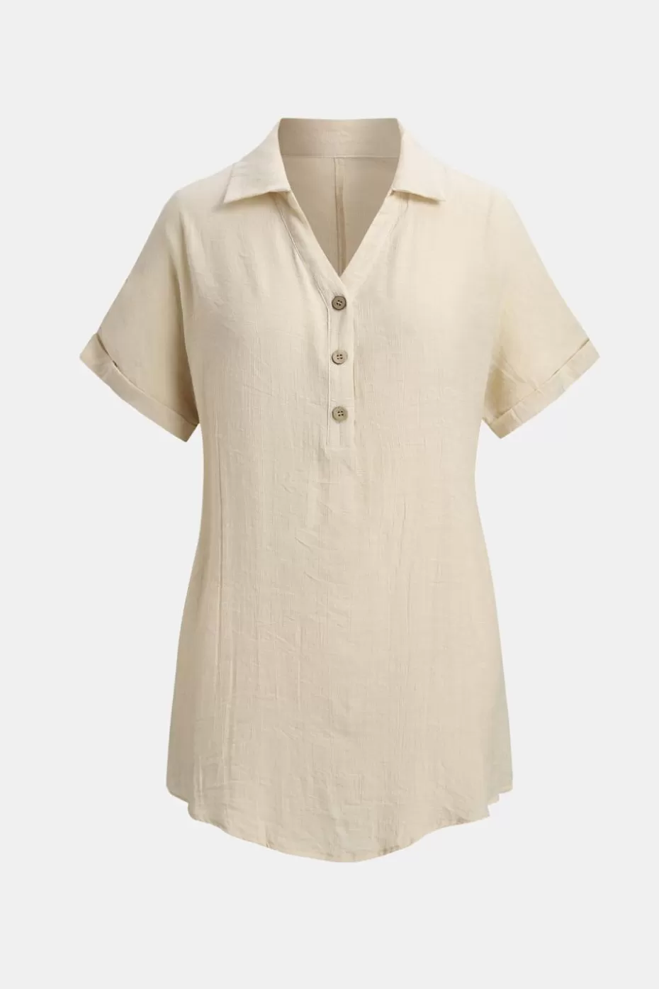 New Cupshe Collared V-Neck Mini Cover-Up Dress Apricot