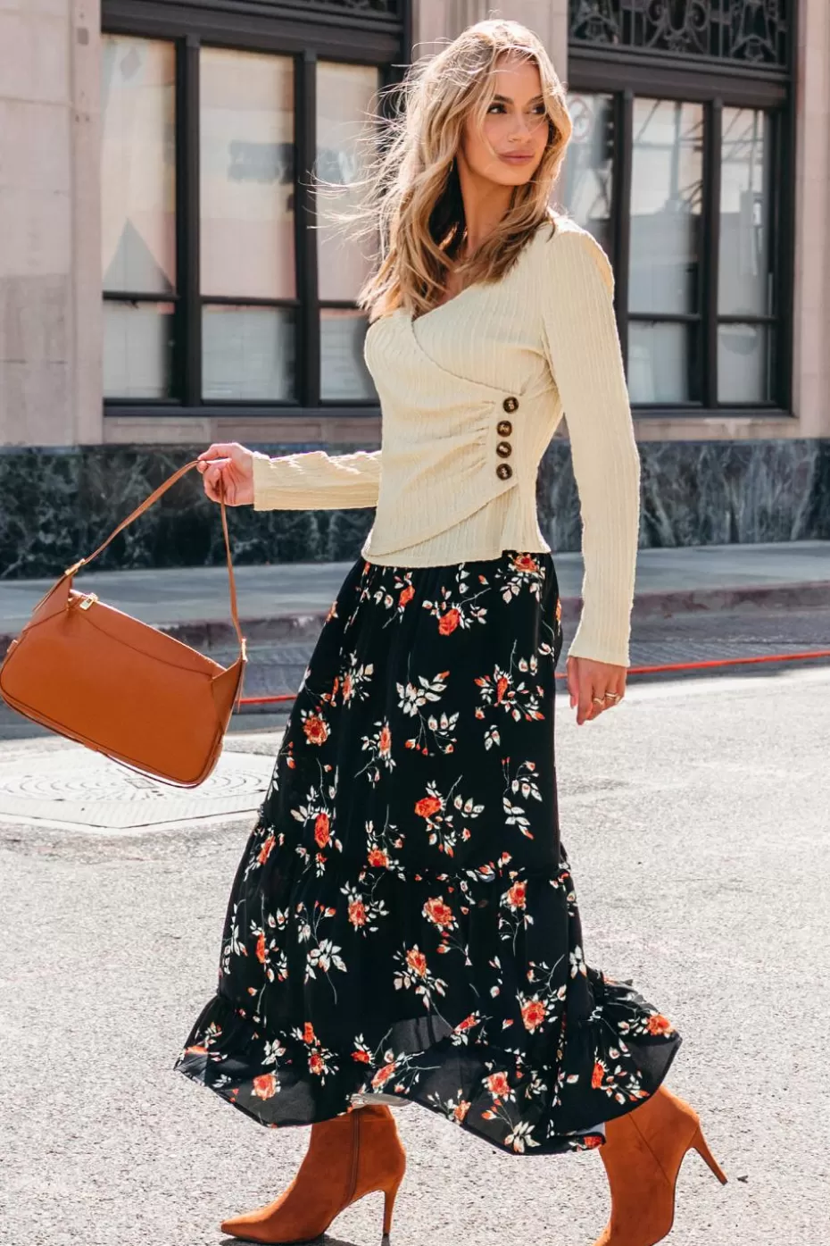 Flash Sale Cupshe Long Sleeve Wrap Jersey Top Apricot
