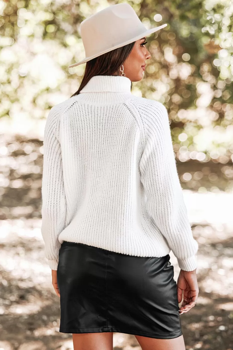 Online Cupshe Autumn Air Rib Turtleneck Sweater White