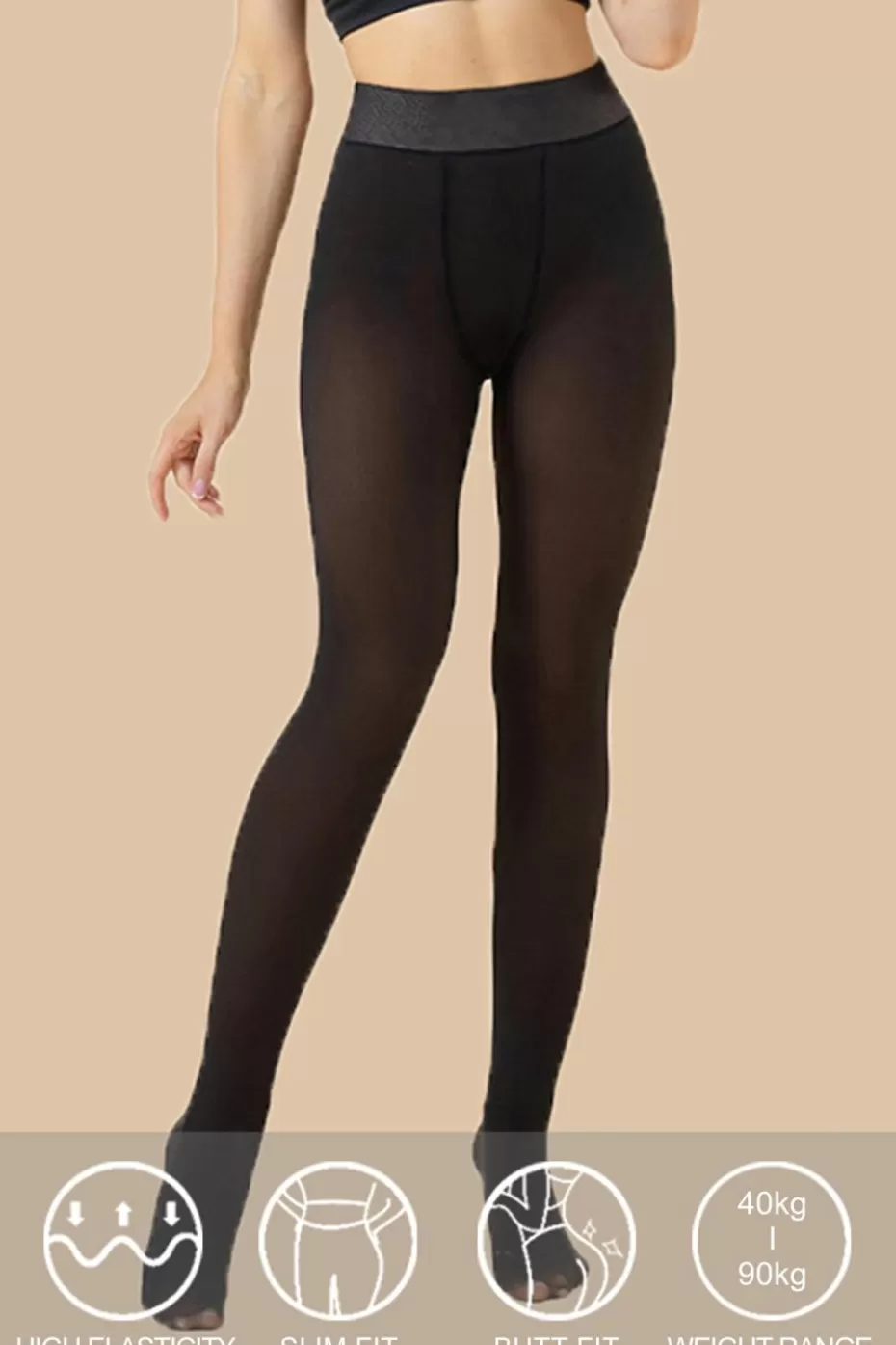 Online Cupshe Basic Sheer Tights Black