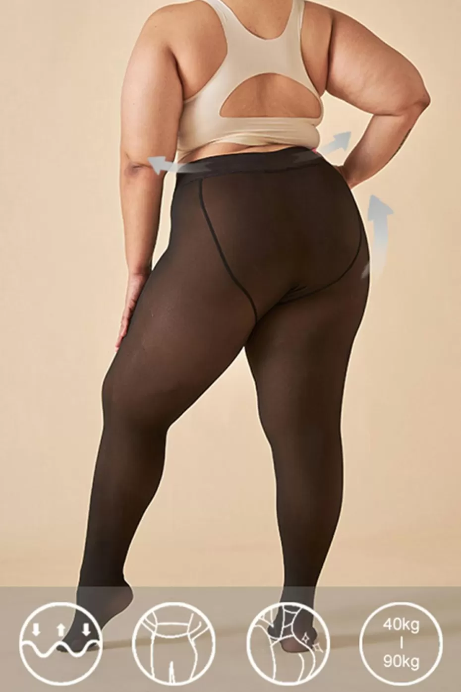 Online Cupshe Basic Sheer Tights Black