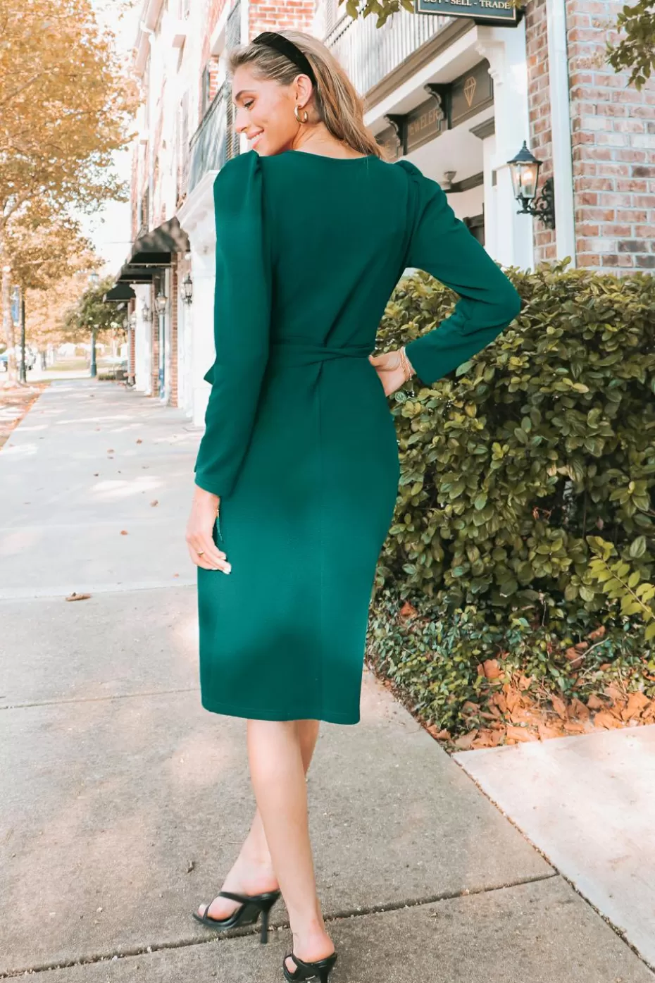 Outlet Cupshe Belted Teal Puff Sleeve Wrap Dress Turquoise