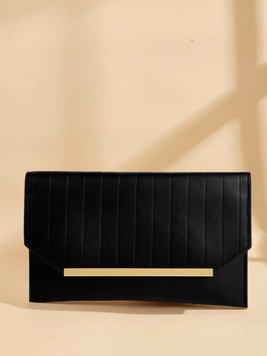 Outlet Cupshe & Gold-Tone Front Flap Purse Black