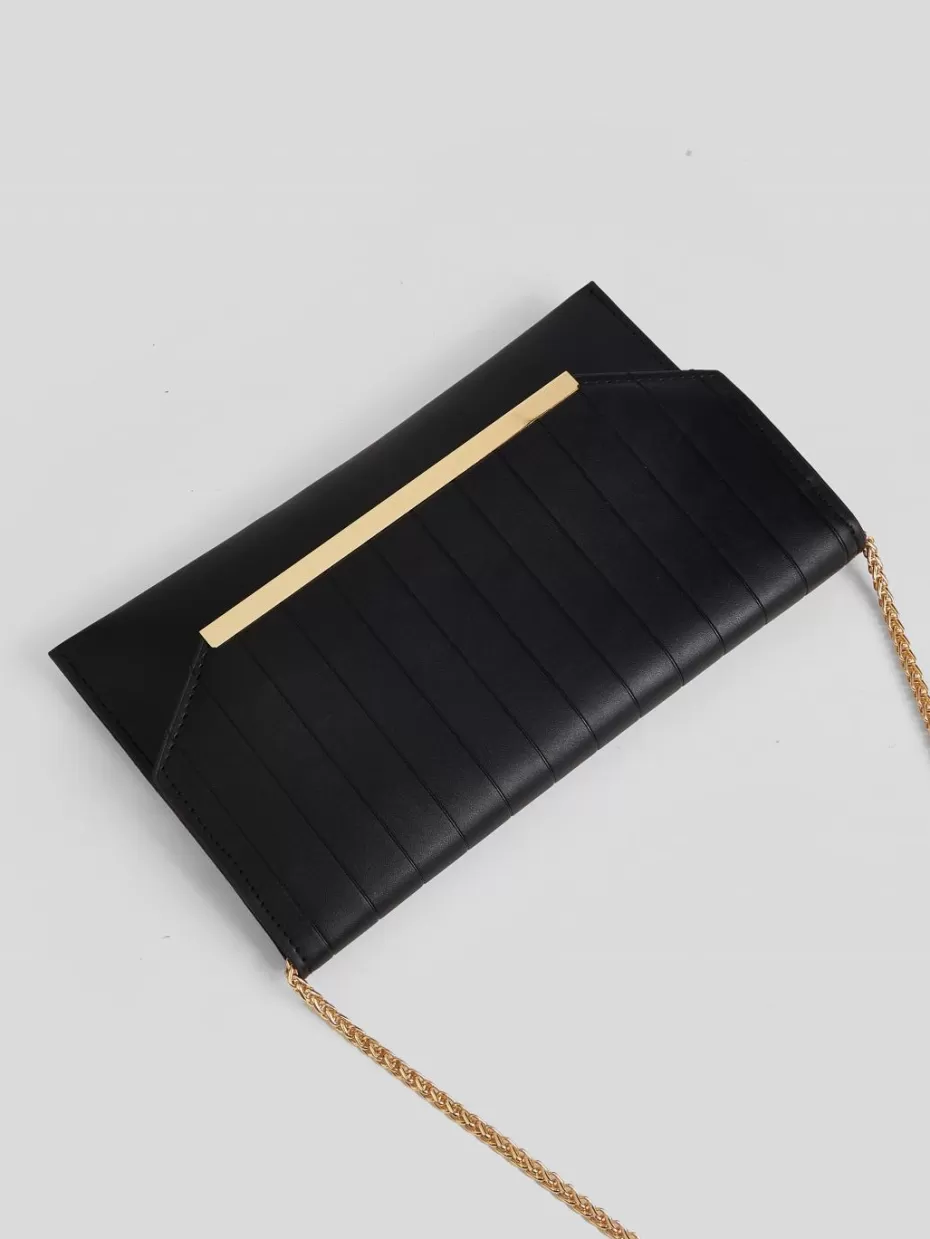 Outlet Cupshe & Gold-Tone Front Flap Purse Black