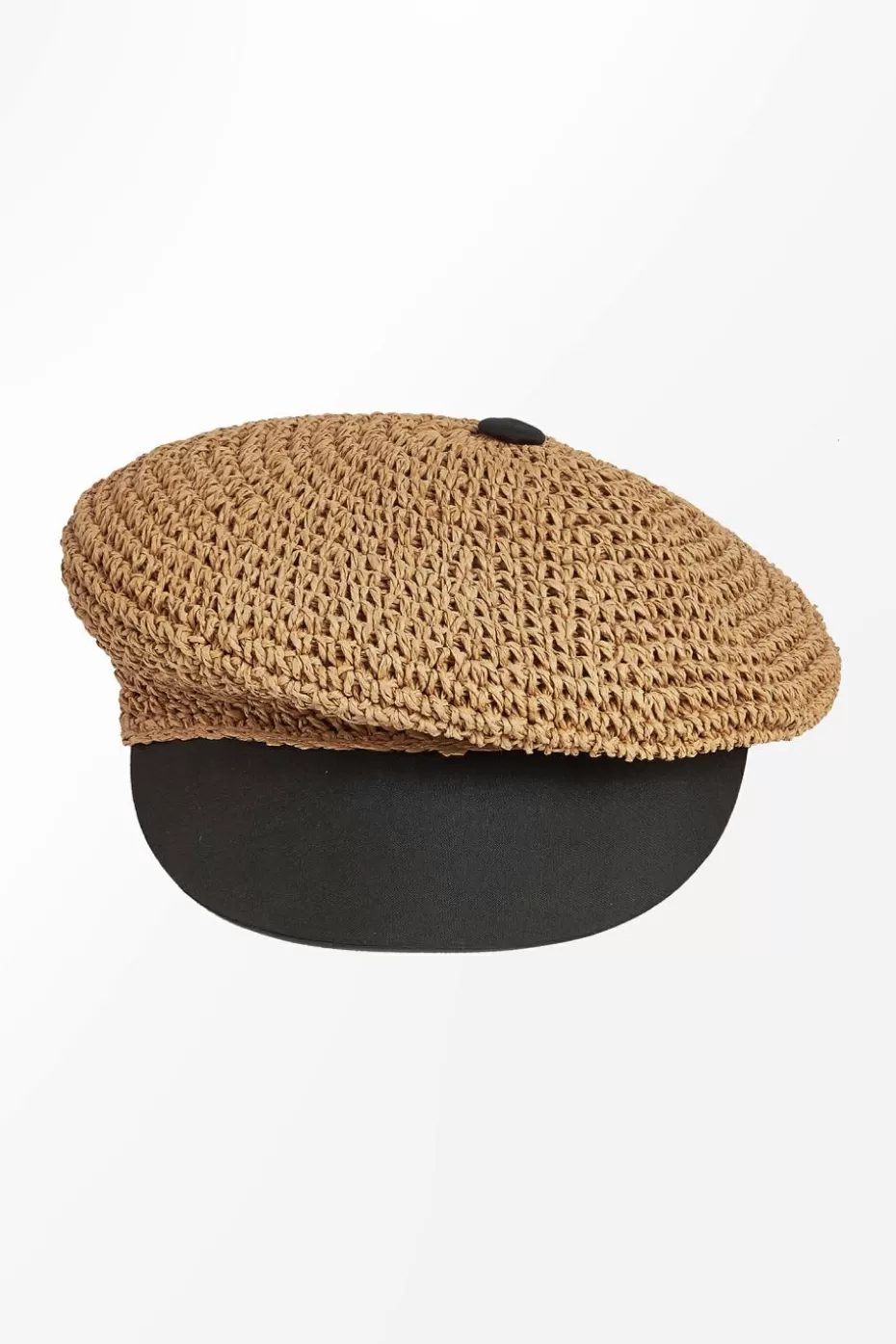 Shop Cupshe Black & Straw Colorblock Pageboy Hat Camel