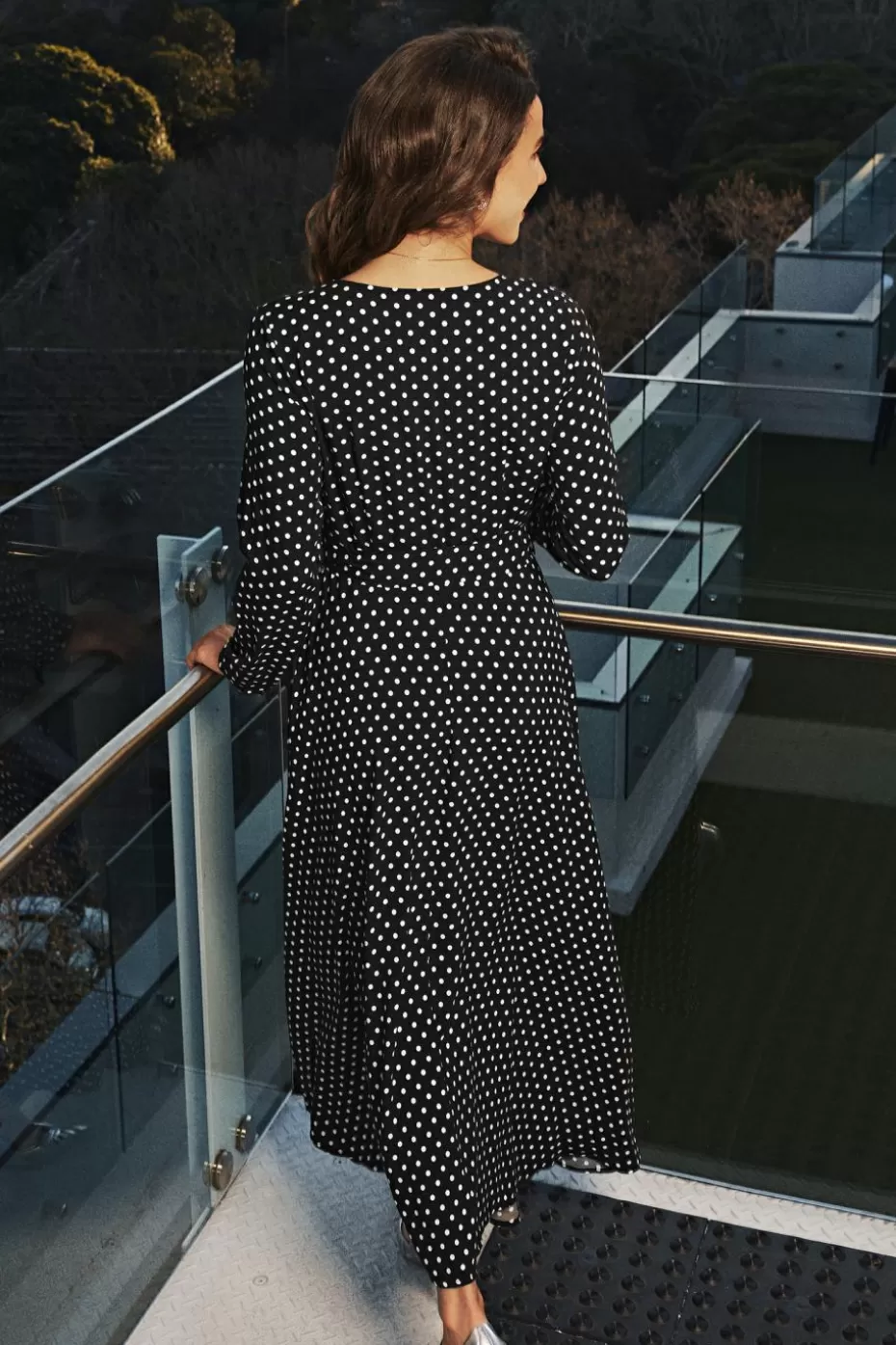 Best Sale Cupshe & White Polka Dot Long Sleeve Maxi Dress Black
