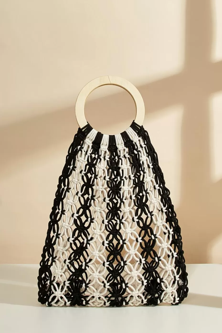 Best Sale Cupshe & White Stripe Open Knit Bag Black