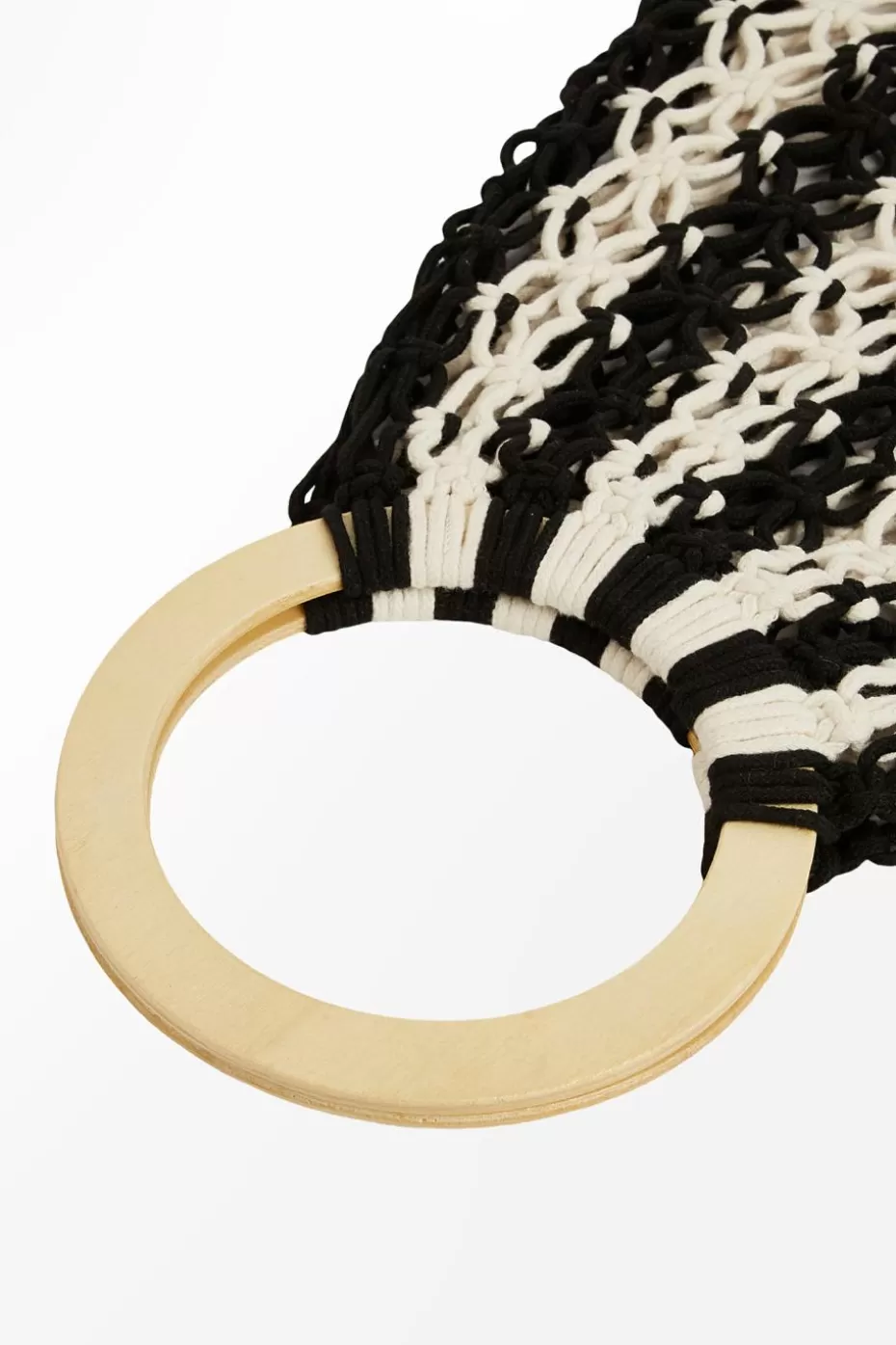 Best Sale Cupshe & White Stripe Open Knit Bag Black