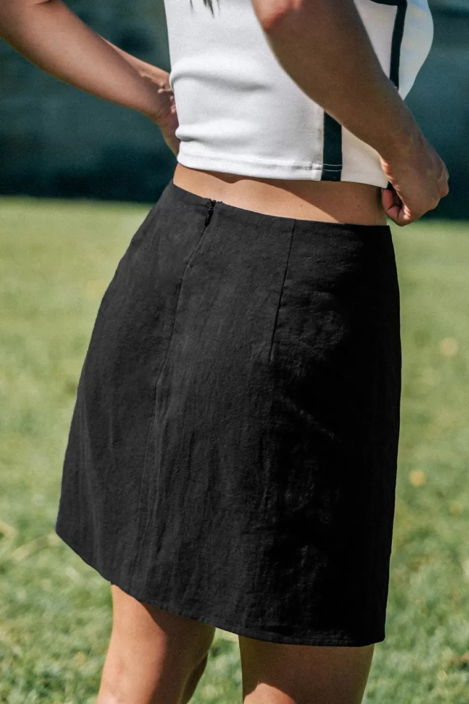 Hot Cupshe Asymmetrical High Waist Skirt Black
