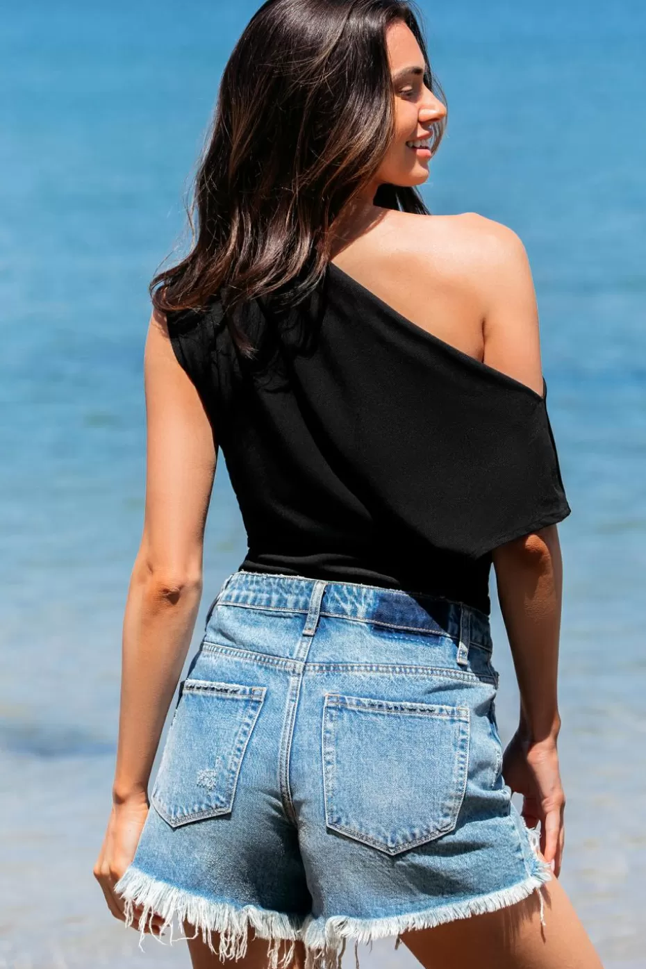 Flash Sale Cupshe Asymmetrical Off-Shoulder Bodysuit Black