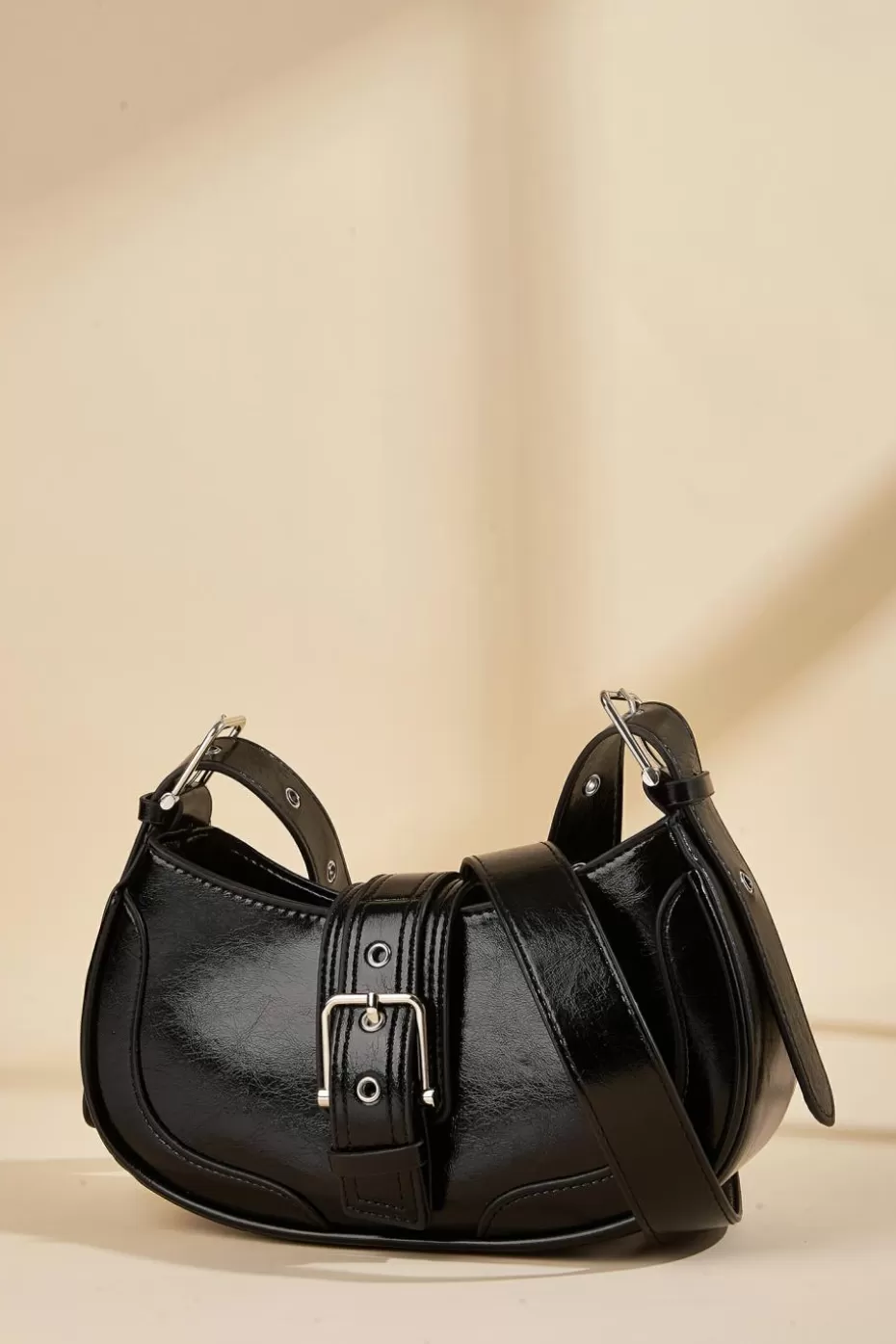 Best Sale Cupshe Faux Leather Buckle Bag Black