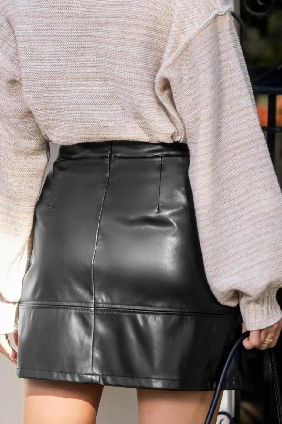 Online Cupshe Faux Leather Pocket Mini Skirt Black