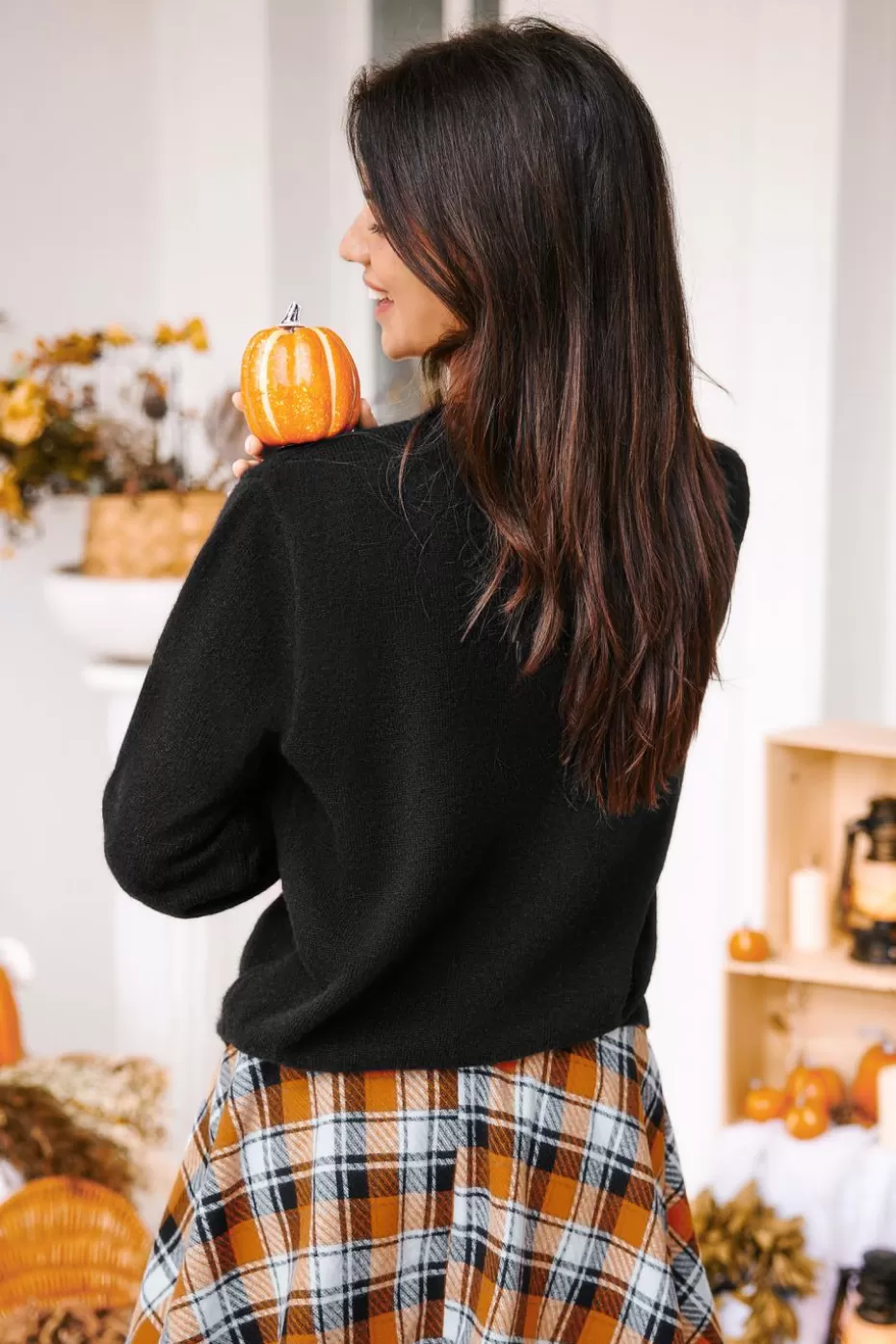 Sale Cupshe Long Sleeve Jack-O-Lantern Mockneck Sweater Black