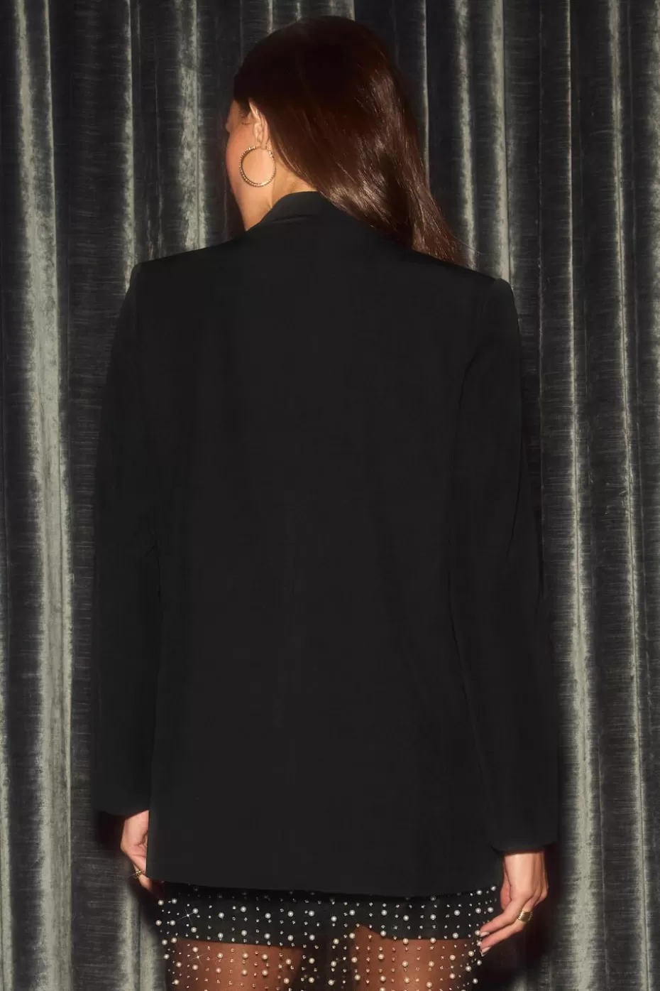 Online Cupshe Open Front Long Sleeve Blazer Black