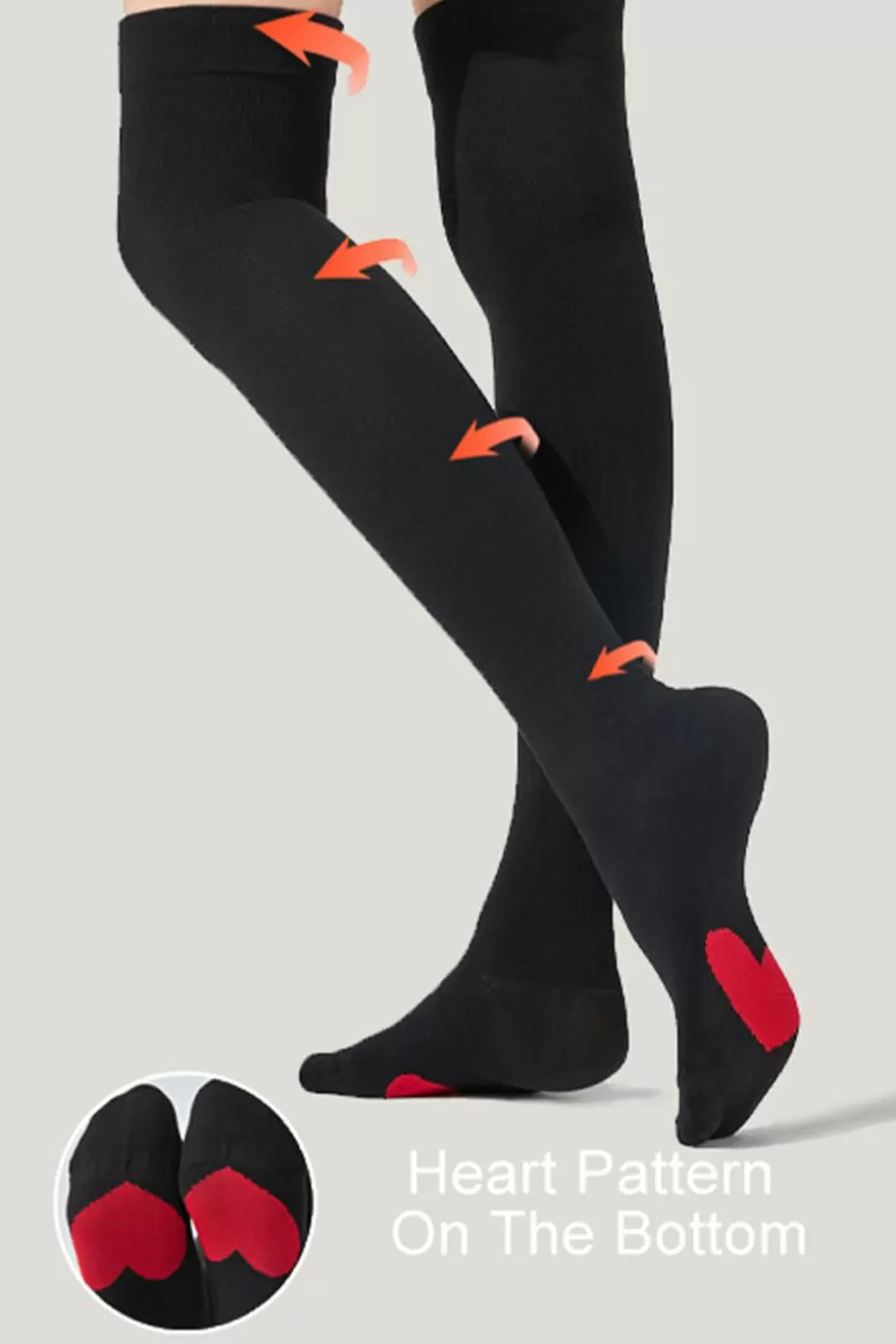 New Cupshe Red Heart Knee Socks Black