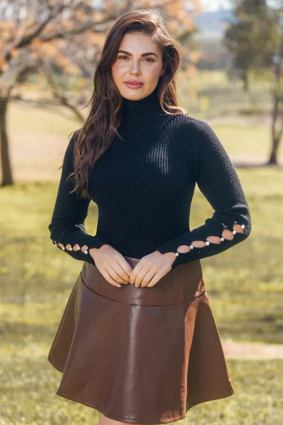 Best Sale Cupshe Ribbed Knit Long Sleeve Turtleneck Black