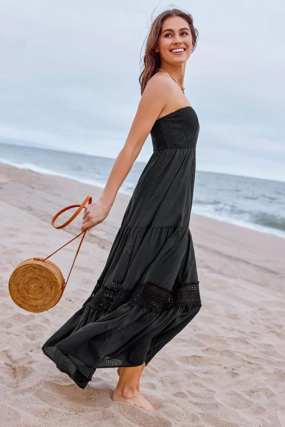 Shop Cupshe Smocked Tube Cover-Up Dress Black