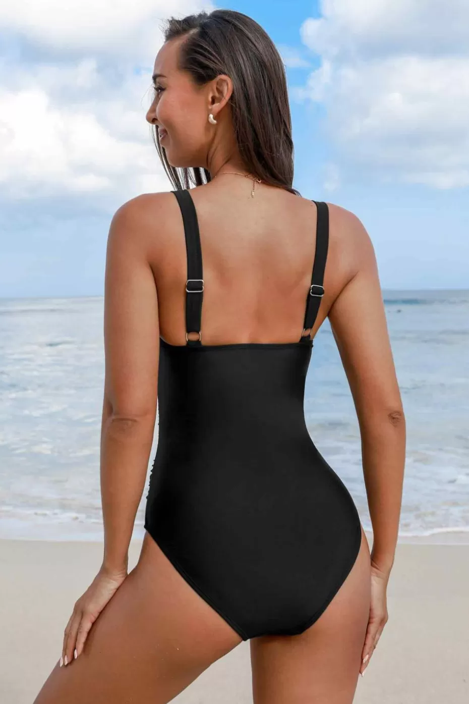 Store Cupshe Square Neck Tummy Control One-Piece Black