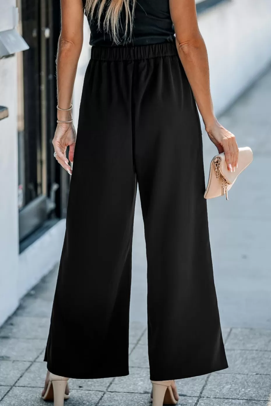 Shop Cupshe Wide Leg Trousers Black