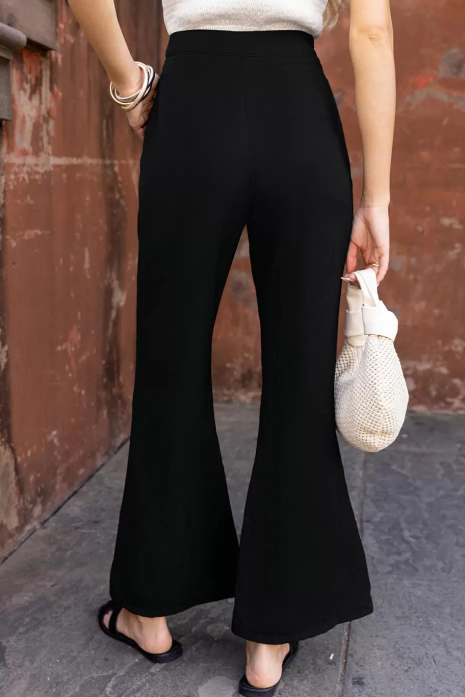 Online Cupshe Woven Bootcut Trousers Black