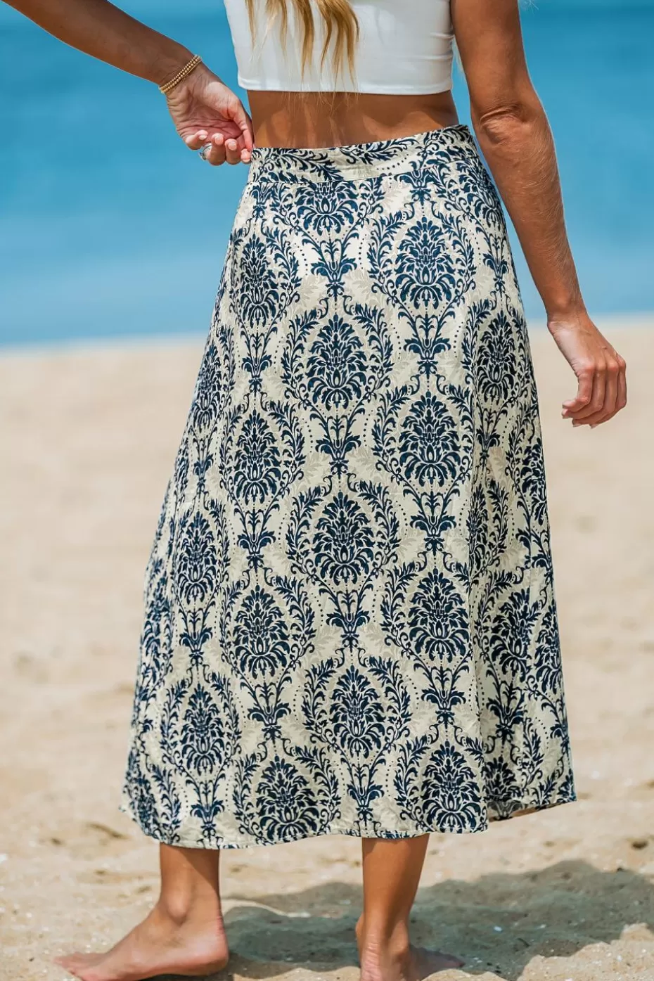 Flash Sale Cupshe Boho High Waist Straight Maxi Skirt Blue