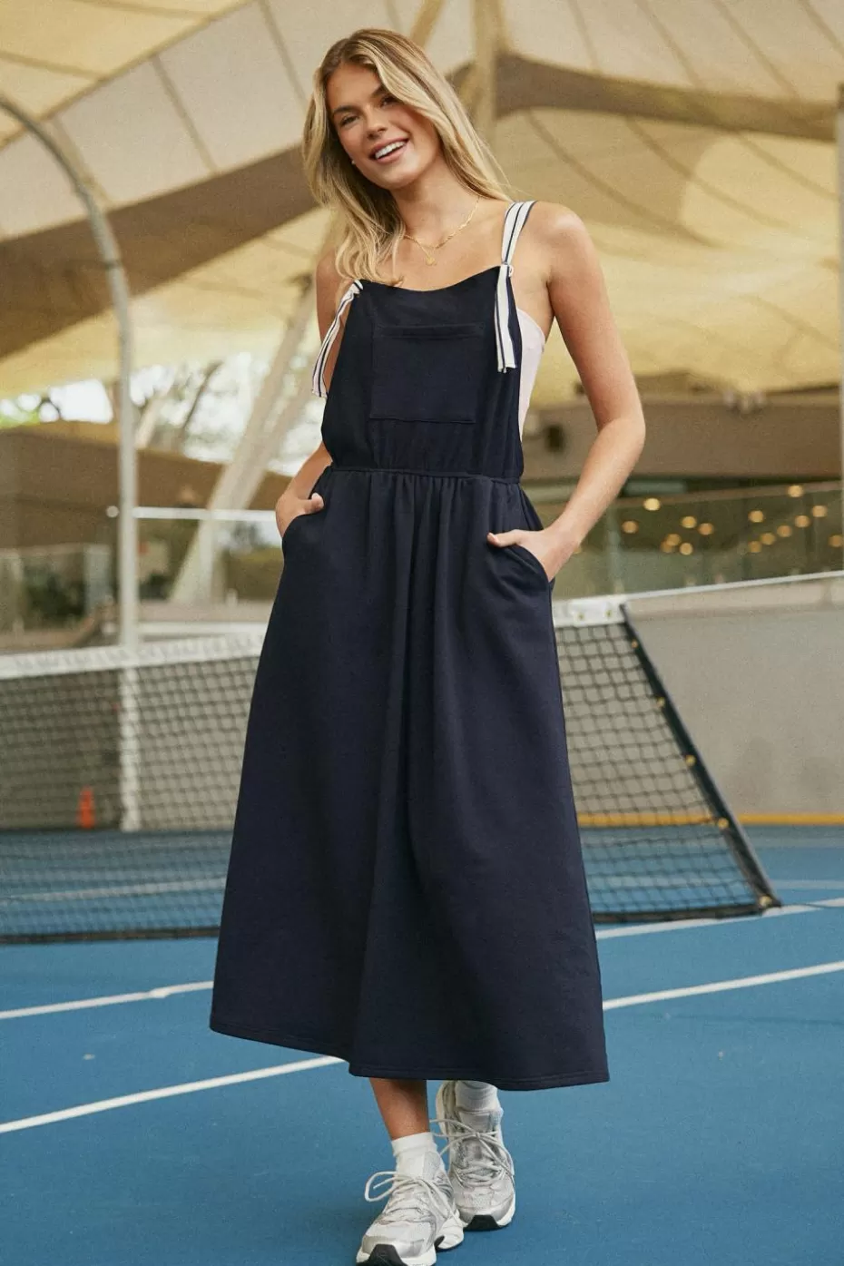 Best Sale Cupshe Sleeveless Square Neck Midi Jersey Dress Blue