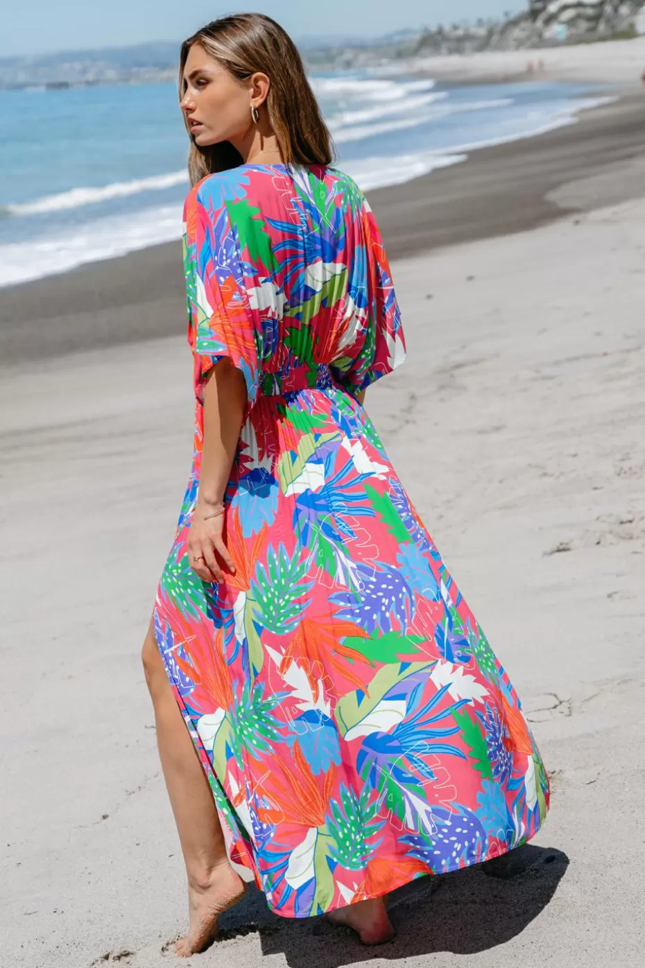 Shop Cupshe Bright Tropical Smocked Maxi Dress Red