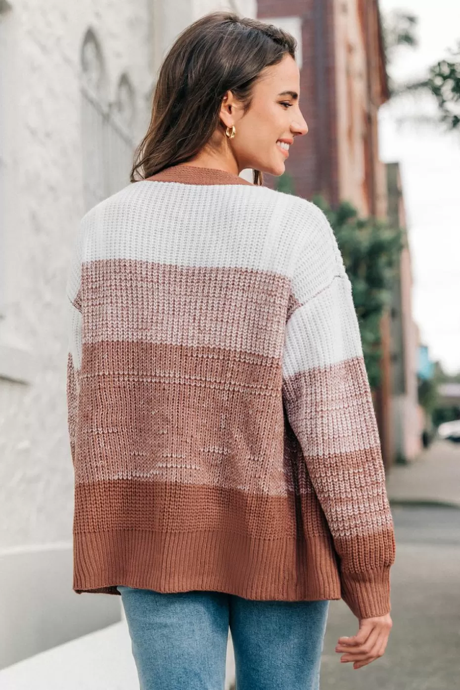 Outlet Cupshe Brown Ombre Long Sleeve Button Up Cardigan Light Brown