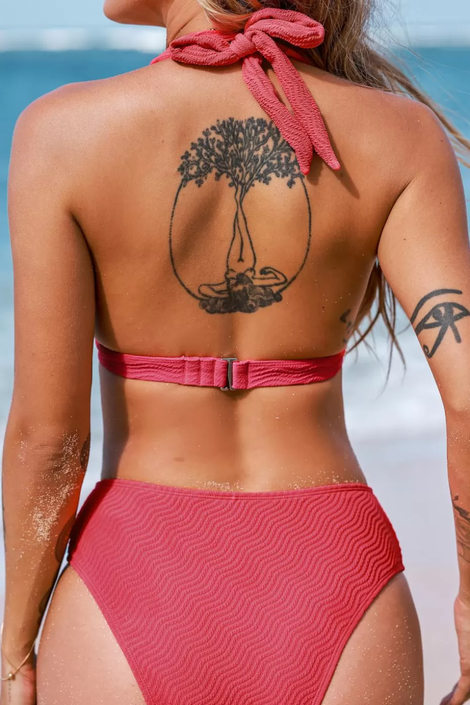 Discount Cupshe Red Cutout Bikini Top & Mid-Rise Bottoms Set Cherry