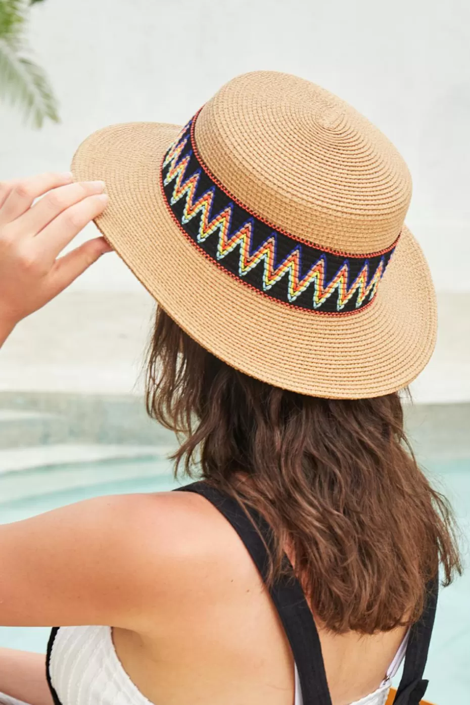 Shop Cupshe Chevron Stitching Straw Hat Multi