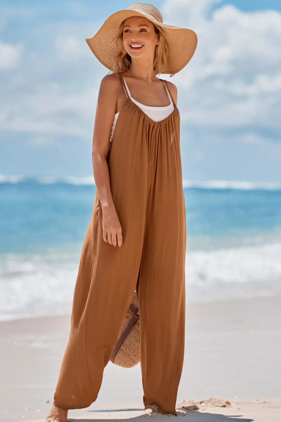 Online Cupshe Chocolate Loose-Fit Coveralls Orange-Orange