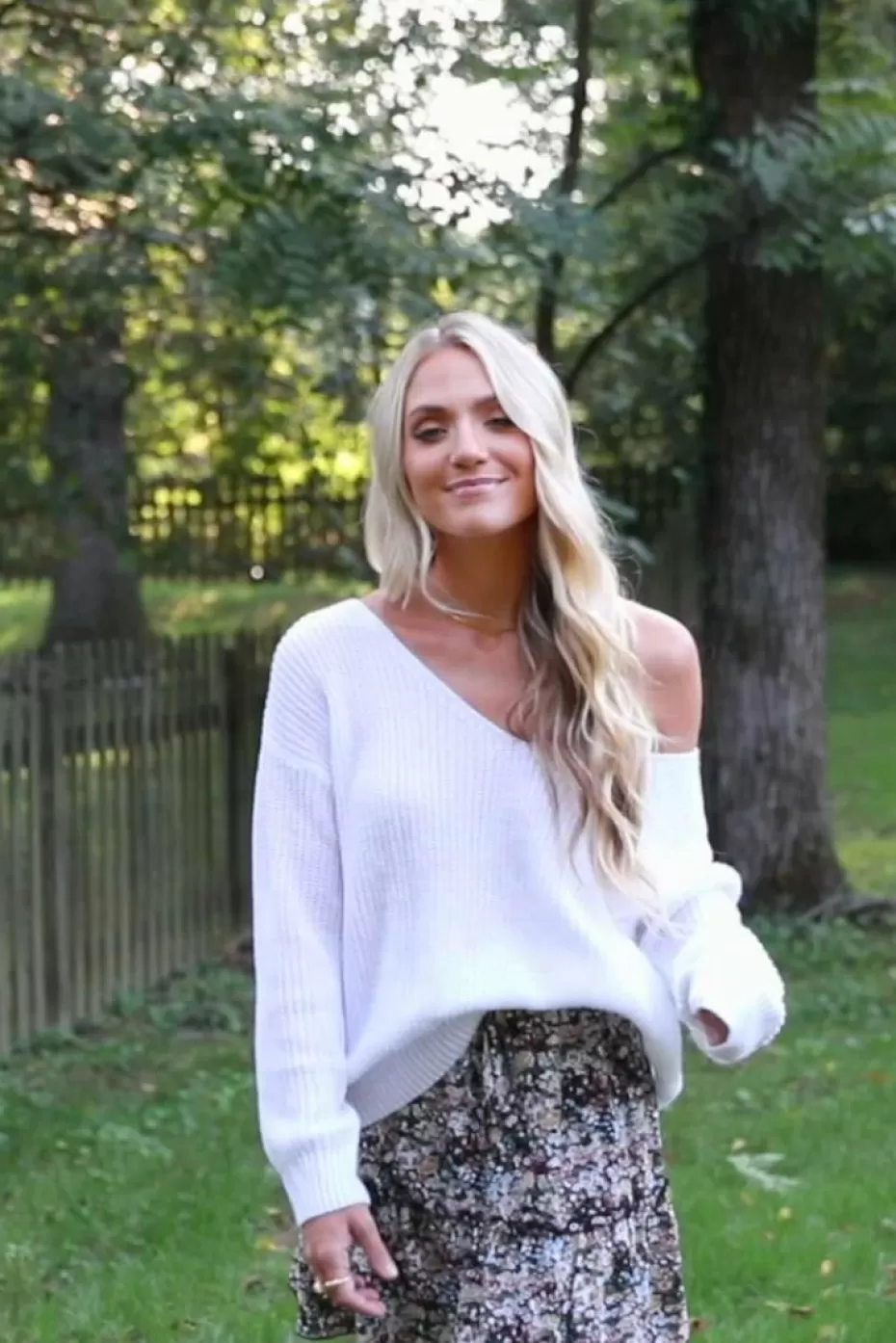 Online Cupshe Classic Cozy Rib V-Neck Sweater White
