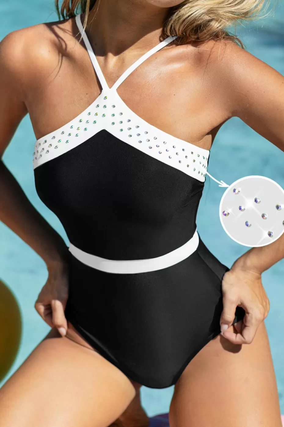 Shop Cupshe Classic High-Neck Back Cutout One-Piece Black
