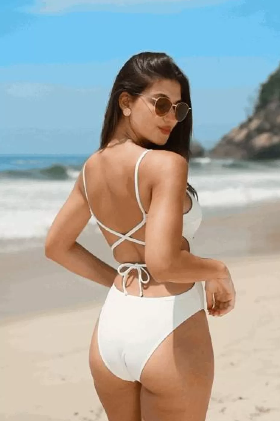 Online Cupshe Coconut Milk Lace-Up One-Piece Off White/Ivory
