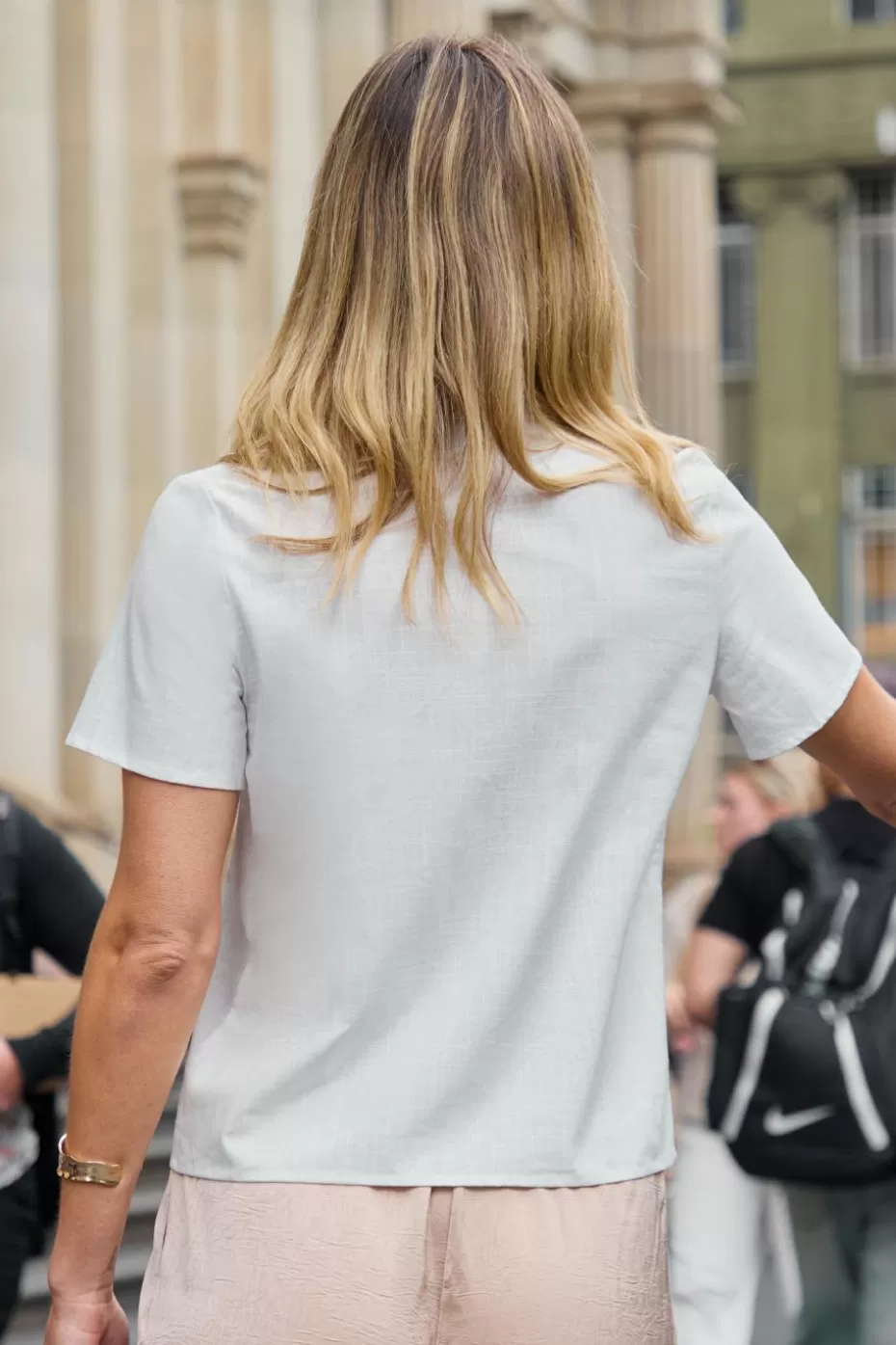 Online Cupshe Collared Short Sleeve Front Tie Cotton Blouse White