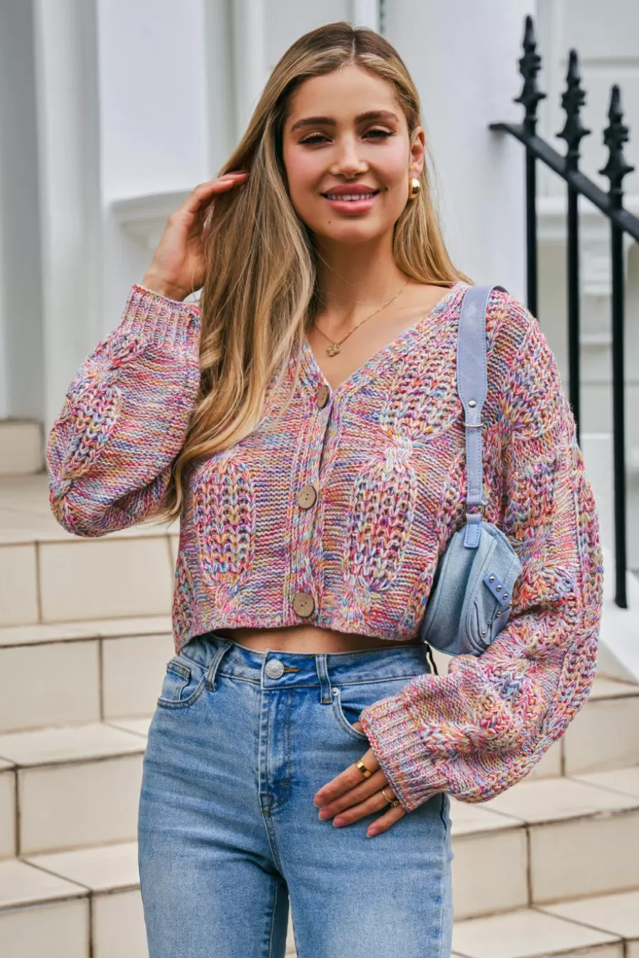 Cheap Cupshe Colorful Long Sleeve Cropped Cardigan Maroon