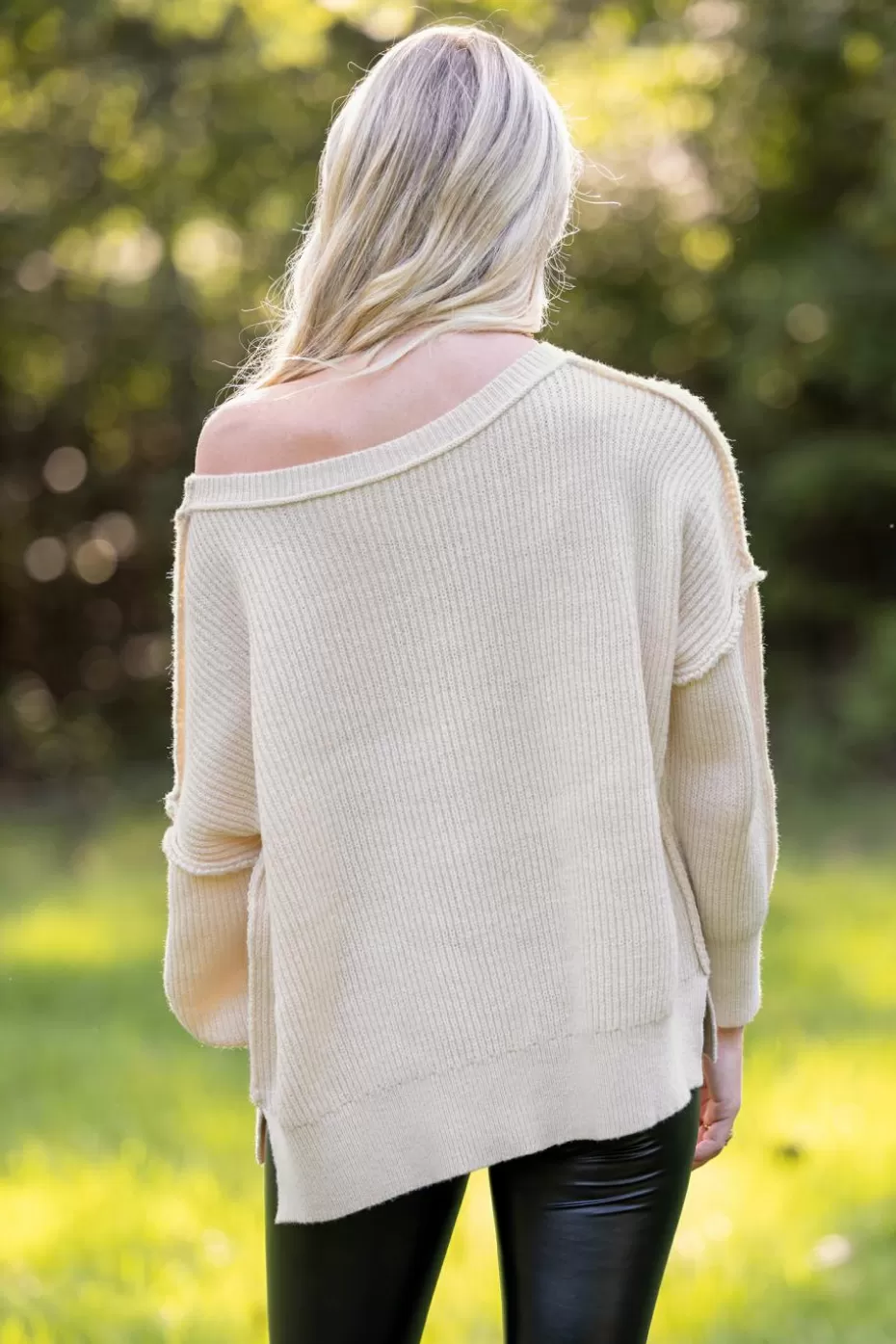 Cheap Cupshe Cooler Daze Drop Sleeve Sweater Apricot