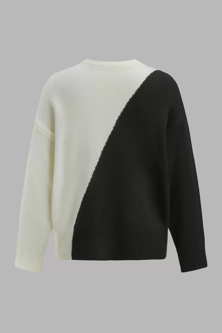 Hot Cupshe Cream & Asymmetrical Colorblock Sweater Black