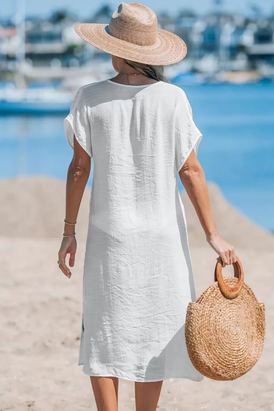 Clearance Cupshe Crochet Cover-Up Midi Dress White
