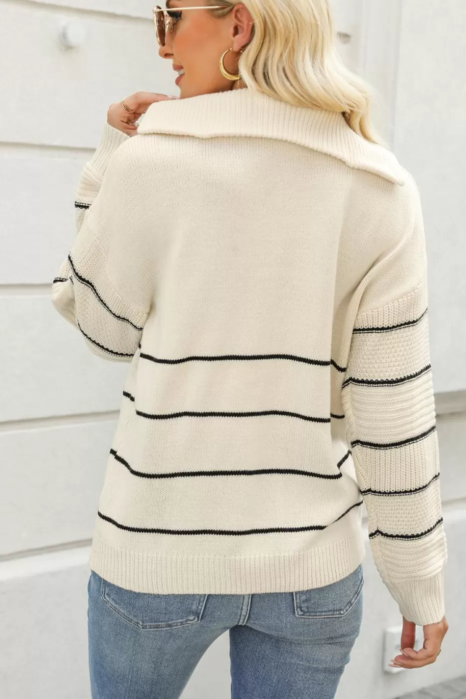 Best Cupshe Crochet Knit Half-Zip Pullover Apricot