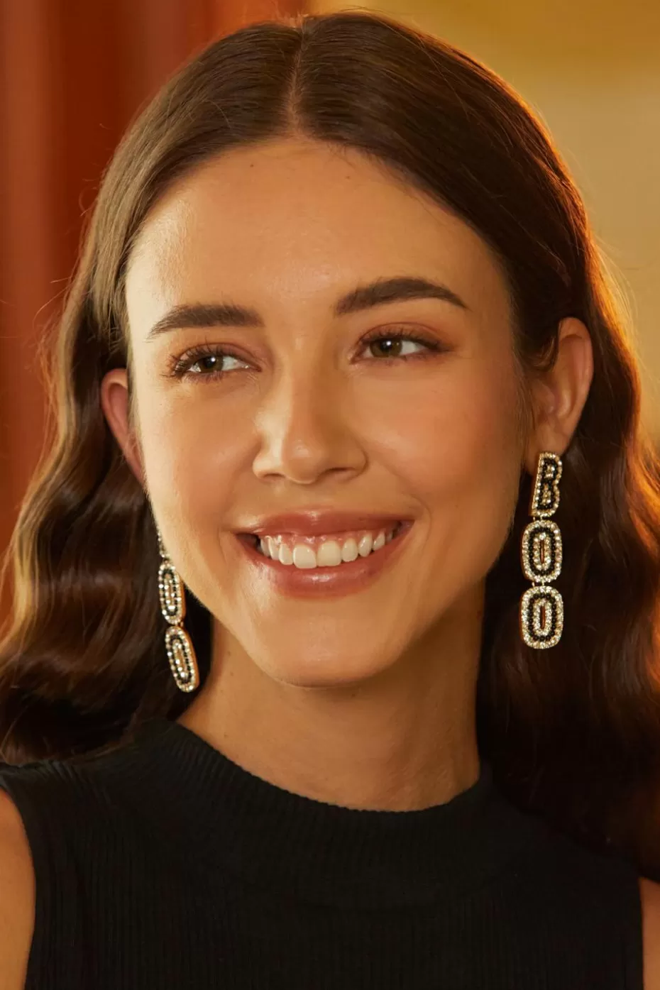 Outlet Cupshe Crystal Embellished 'Boo' Drop Earrings Black