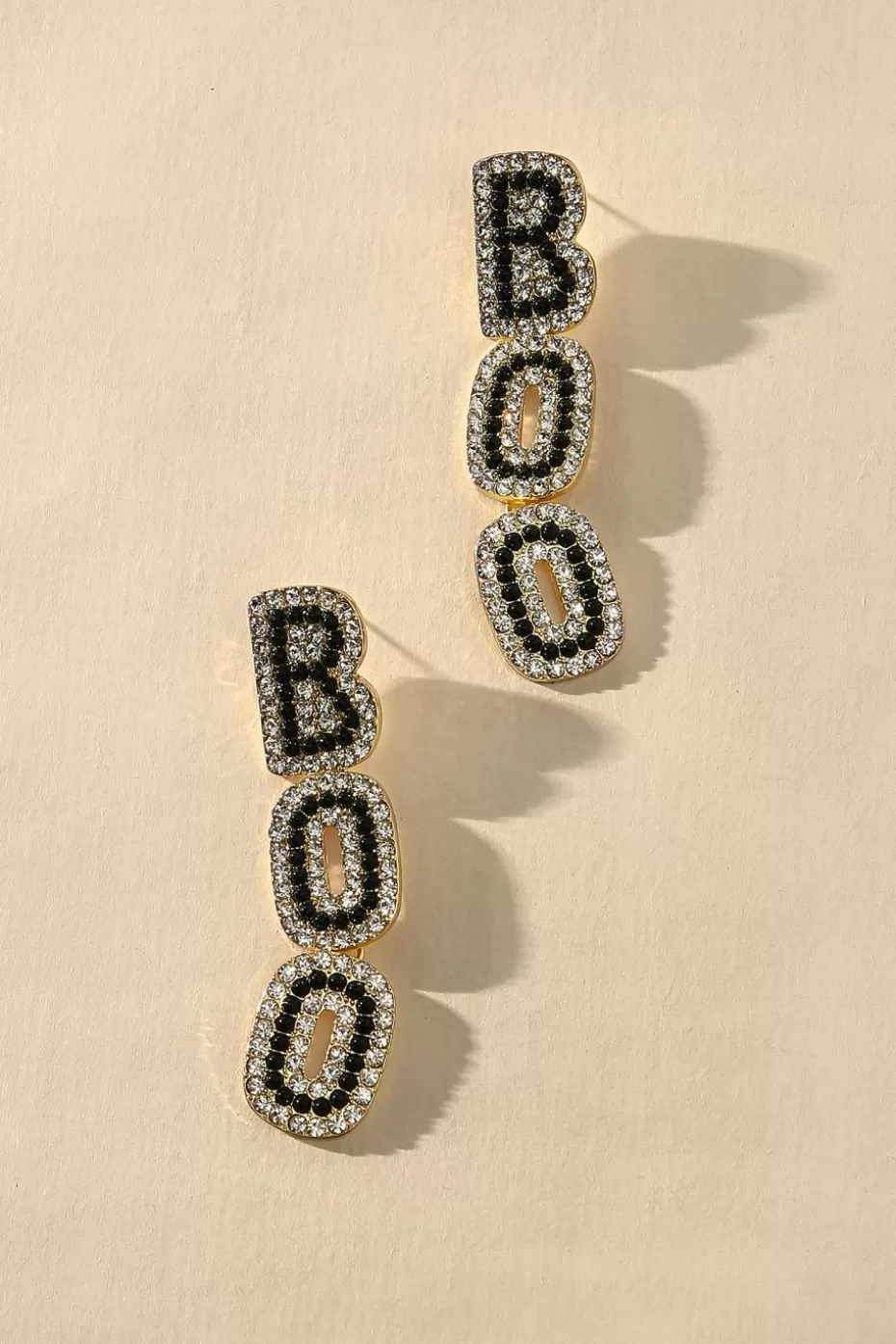 Outlet Cupshe Crystal Embellished 'Boo' Drop Earrings Black