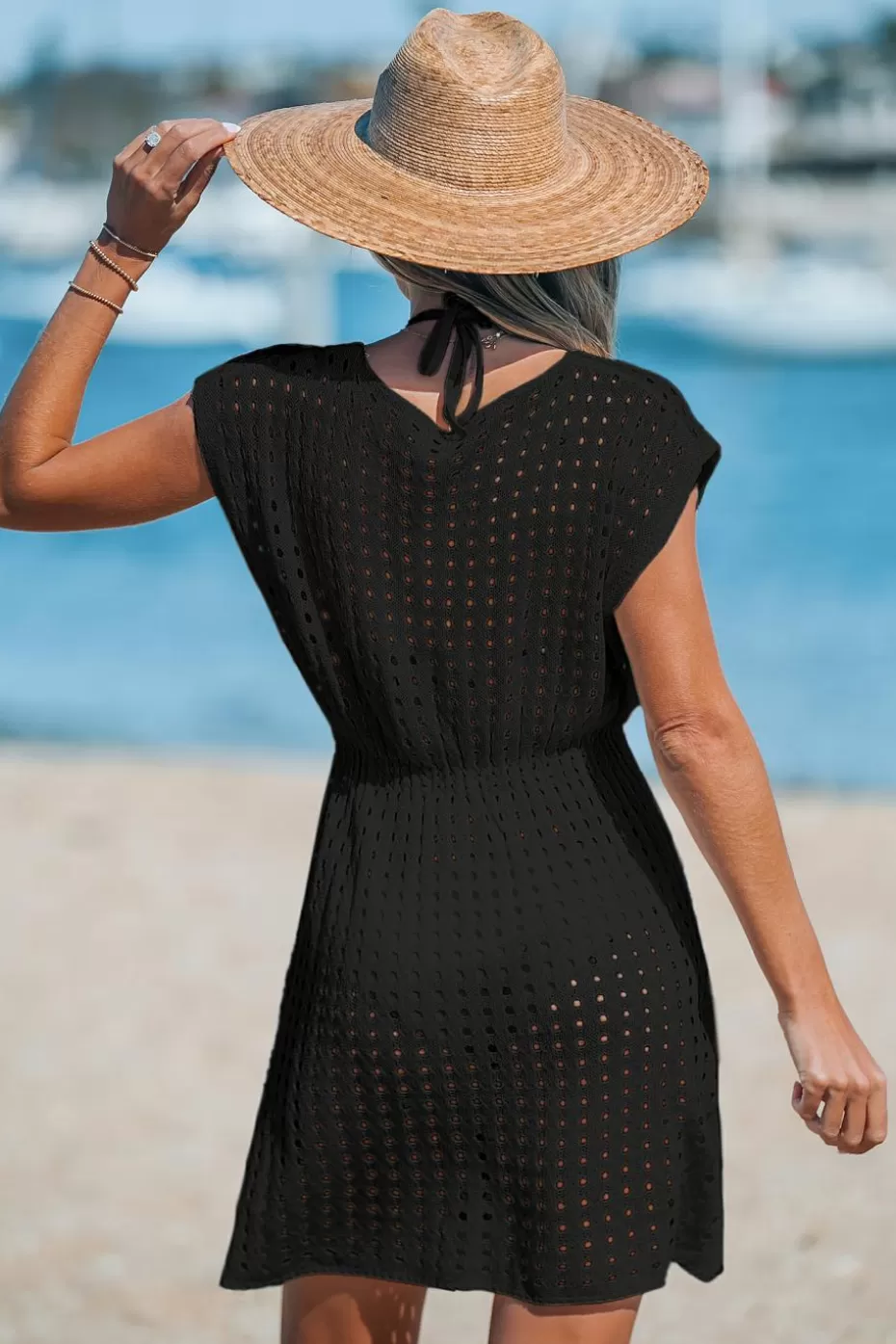 Best Sale Cupshe Cutout Cover-Up Mini Dress Black