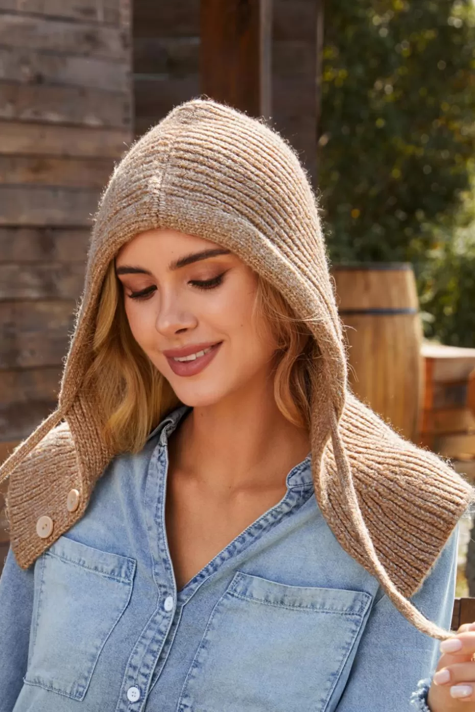 Hot Cupshe Detached Knit Hood Neutral