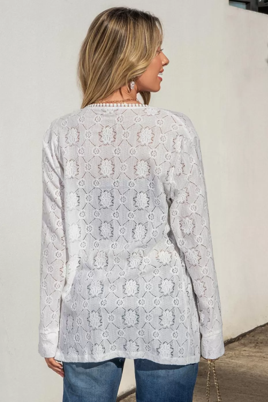 Online Cupshe Embroidered Cotton Open-Front Jacket White