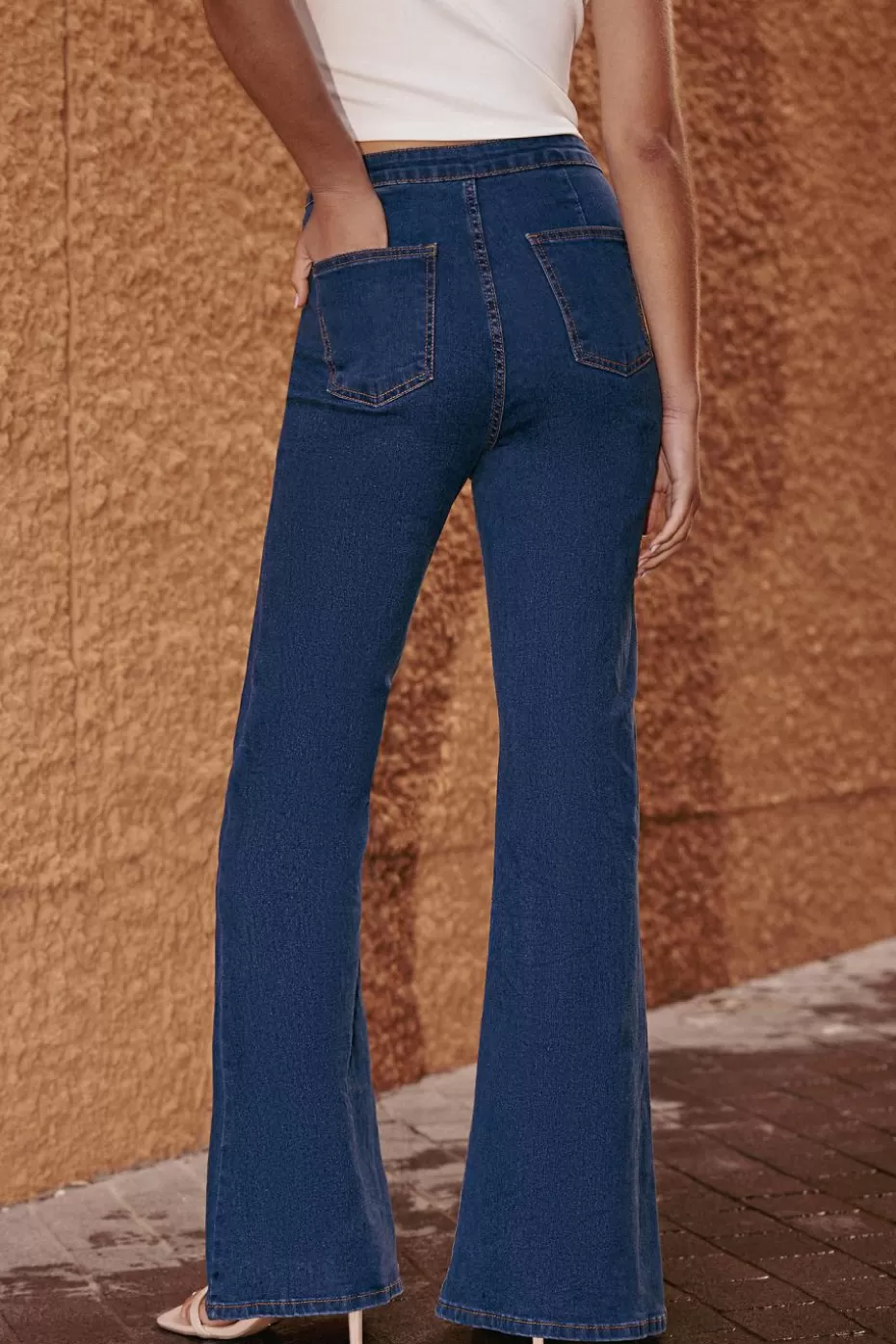 New Cupshe Flared Leg Denim Jeans Blue