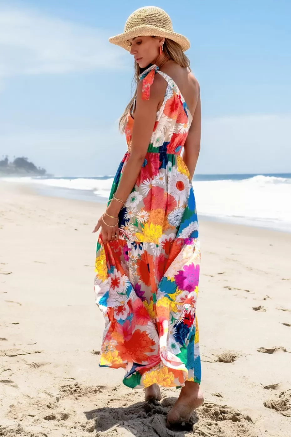 Online Cupshe Floral Asymmetrical One-Shoulder Maxi Dress Multi