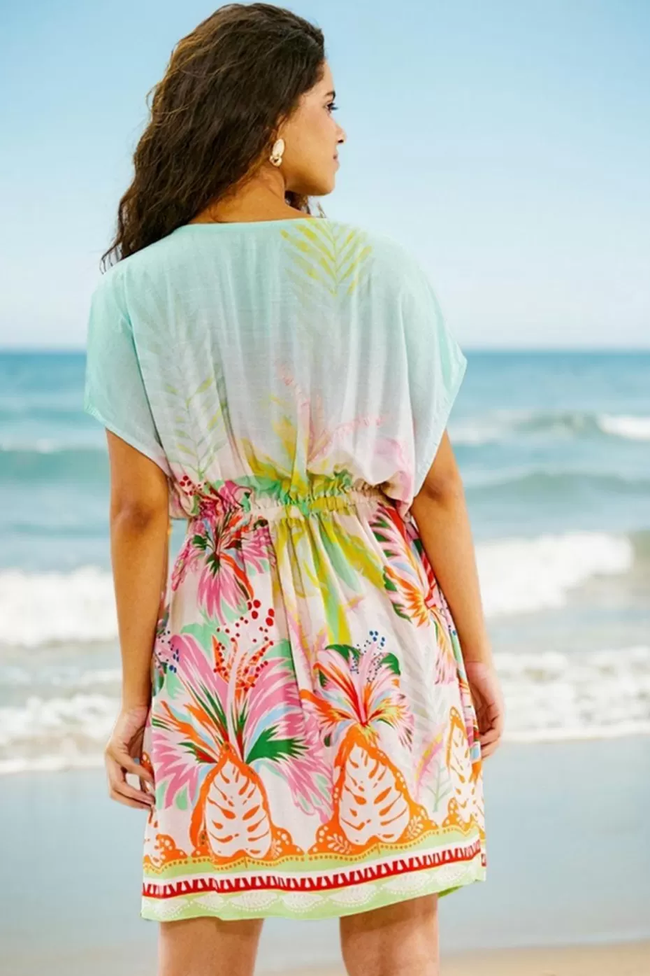 New Cupshe Floral Dolman Sleeve Mini Dress Multi