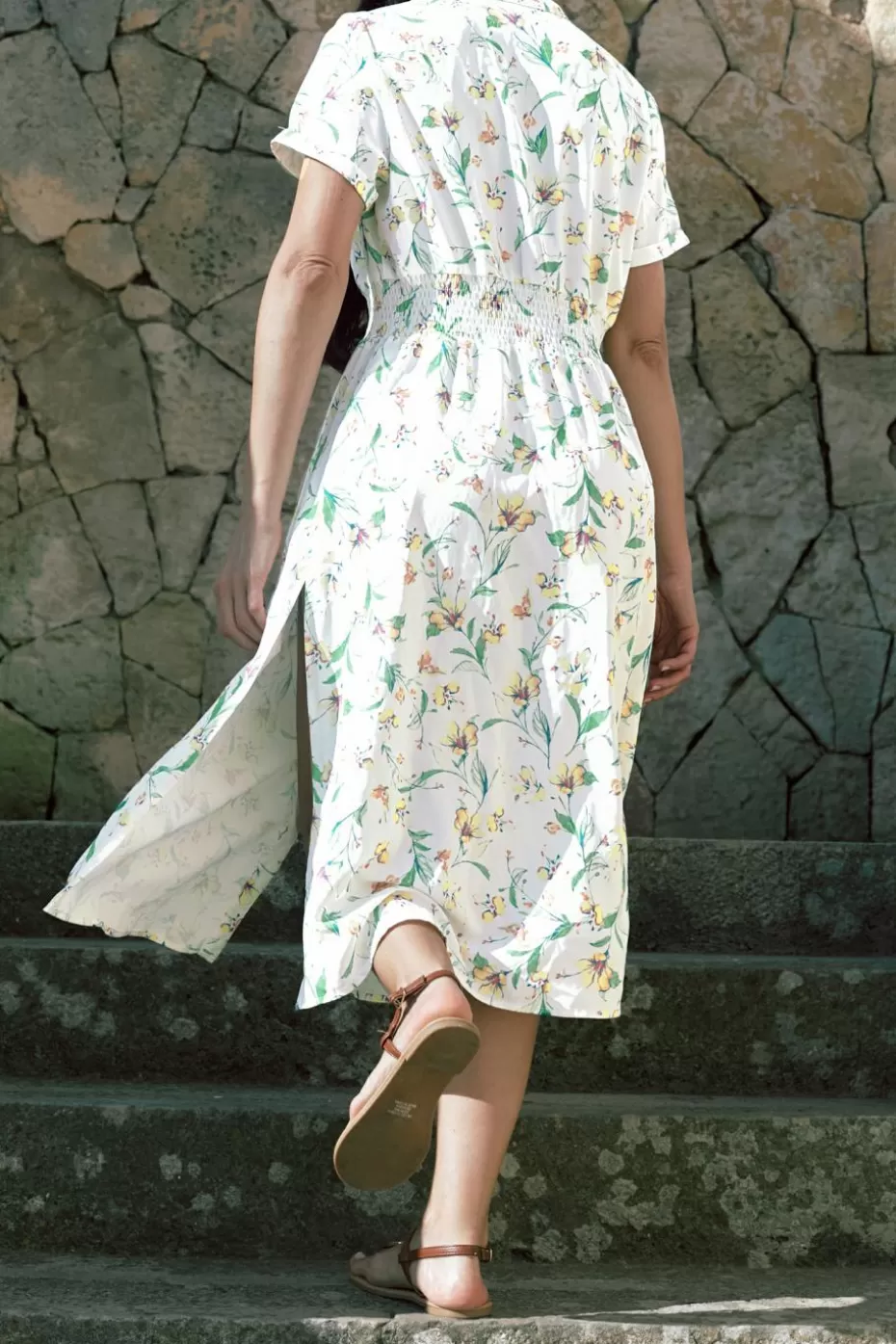 Hot Cupshe Floral Print Smocked Midi Dress Multi